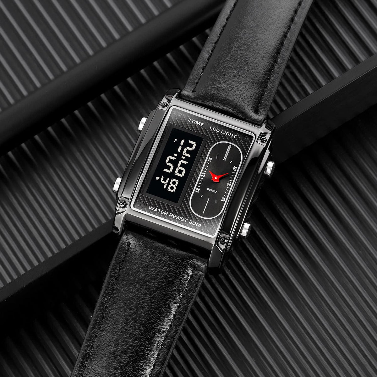 SKMEI 1868 Digital Analog Luxury Men’s Watch – Black Gold Edition